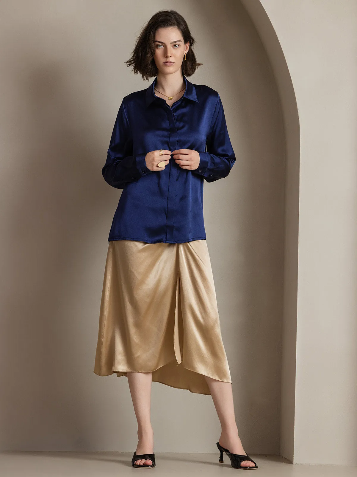 Women's 19 Momme Classic Silk Long-Sleeved Shirt