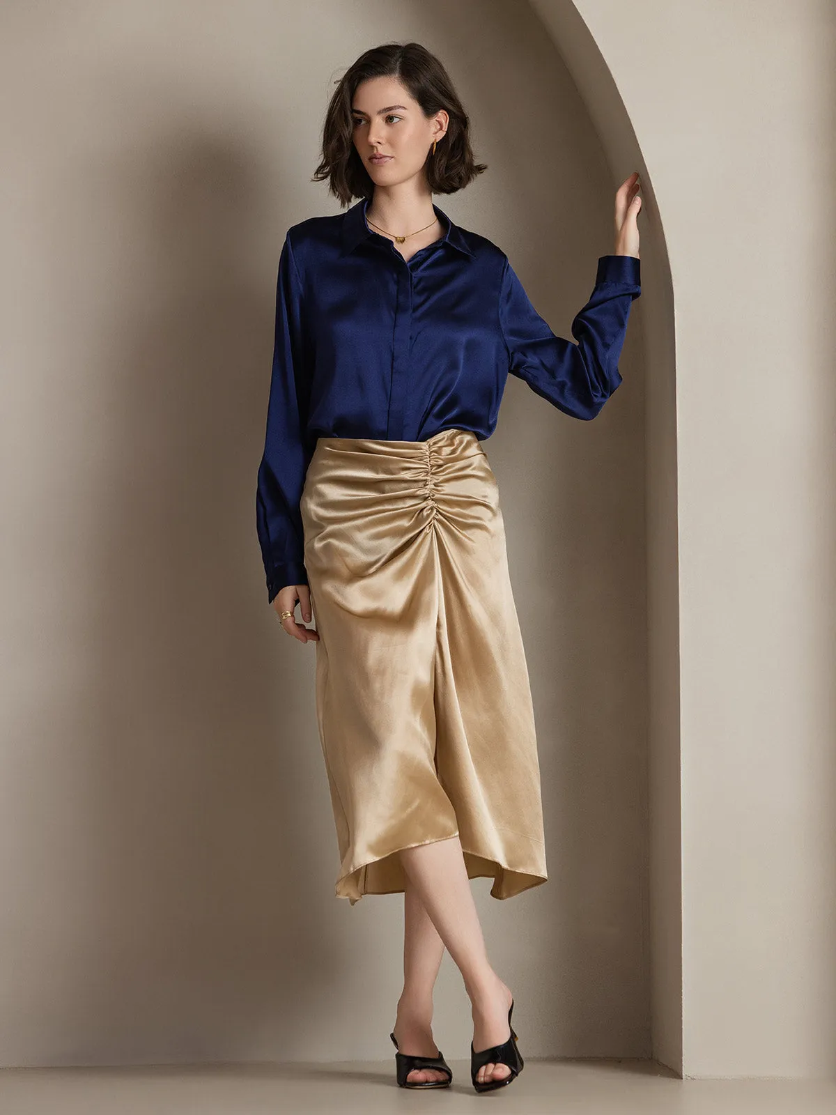 Women's 19 Momme Classic Silk Long-Sleeved Shirt