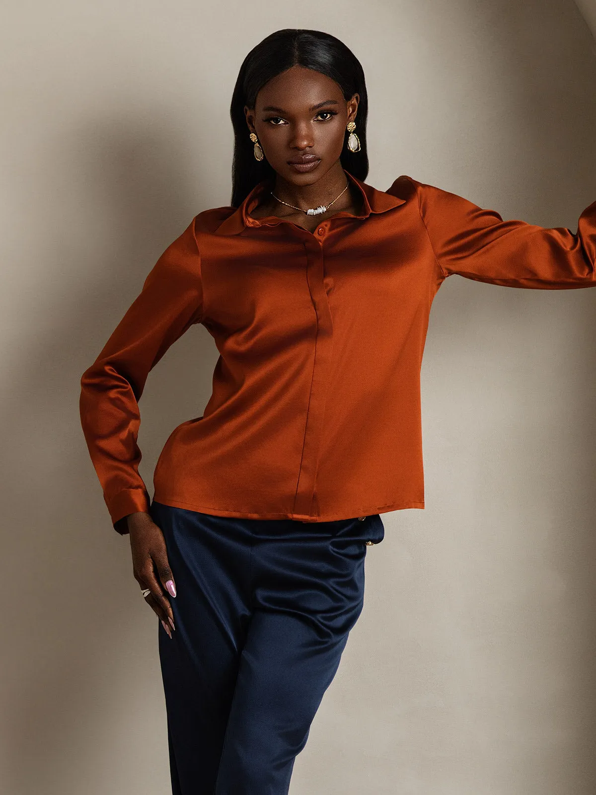 Women's 19 Momme Classic Silk Long-Sleeved Shirt