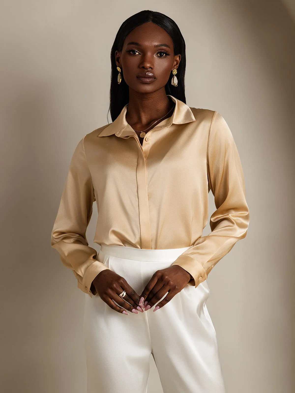 Women's 19 Momme Classic Silk Long-Sleeved Shirt