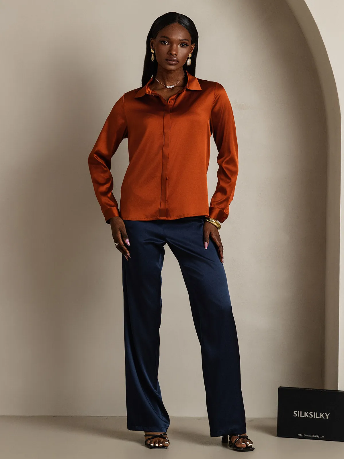 Women's 19 Momme Classic Silk Long-Sleeved Shirt