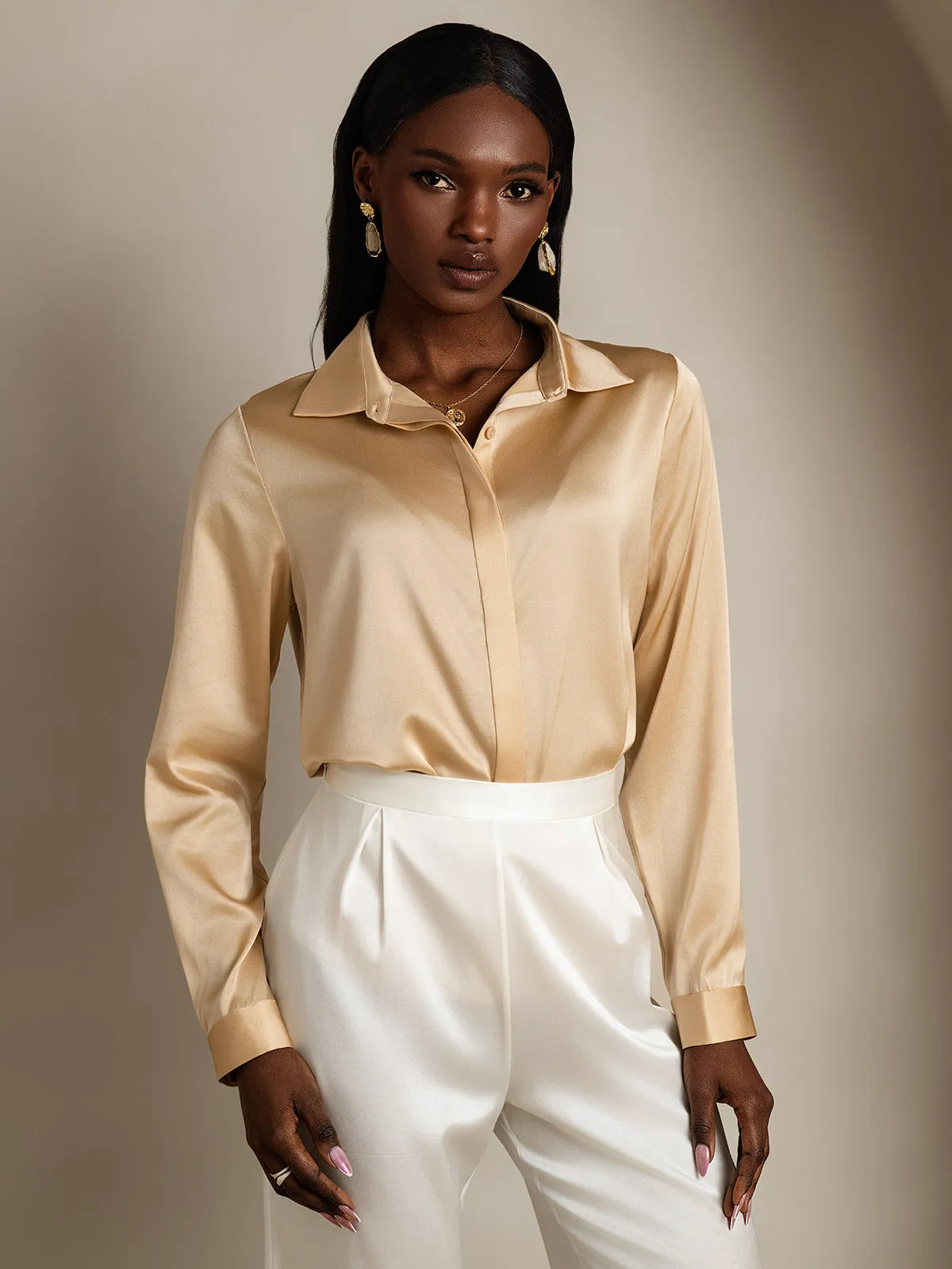 Women's 19 Momme Classic Silk Long-Sleeved Shirt