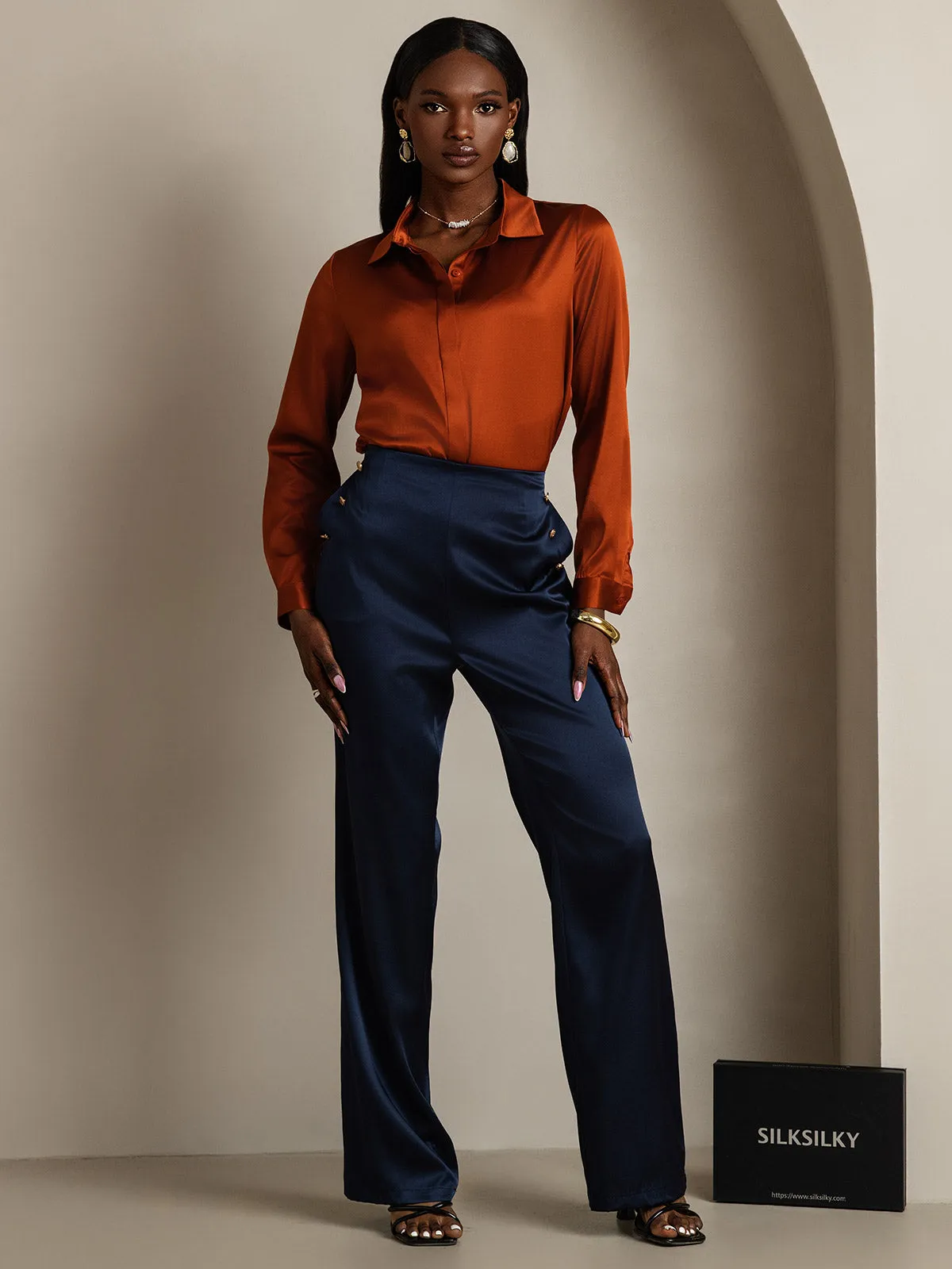 Women's 19 Momme Classic Silk Long-Sleeved Shirt