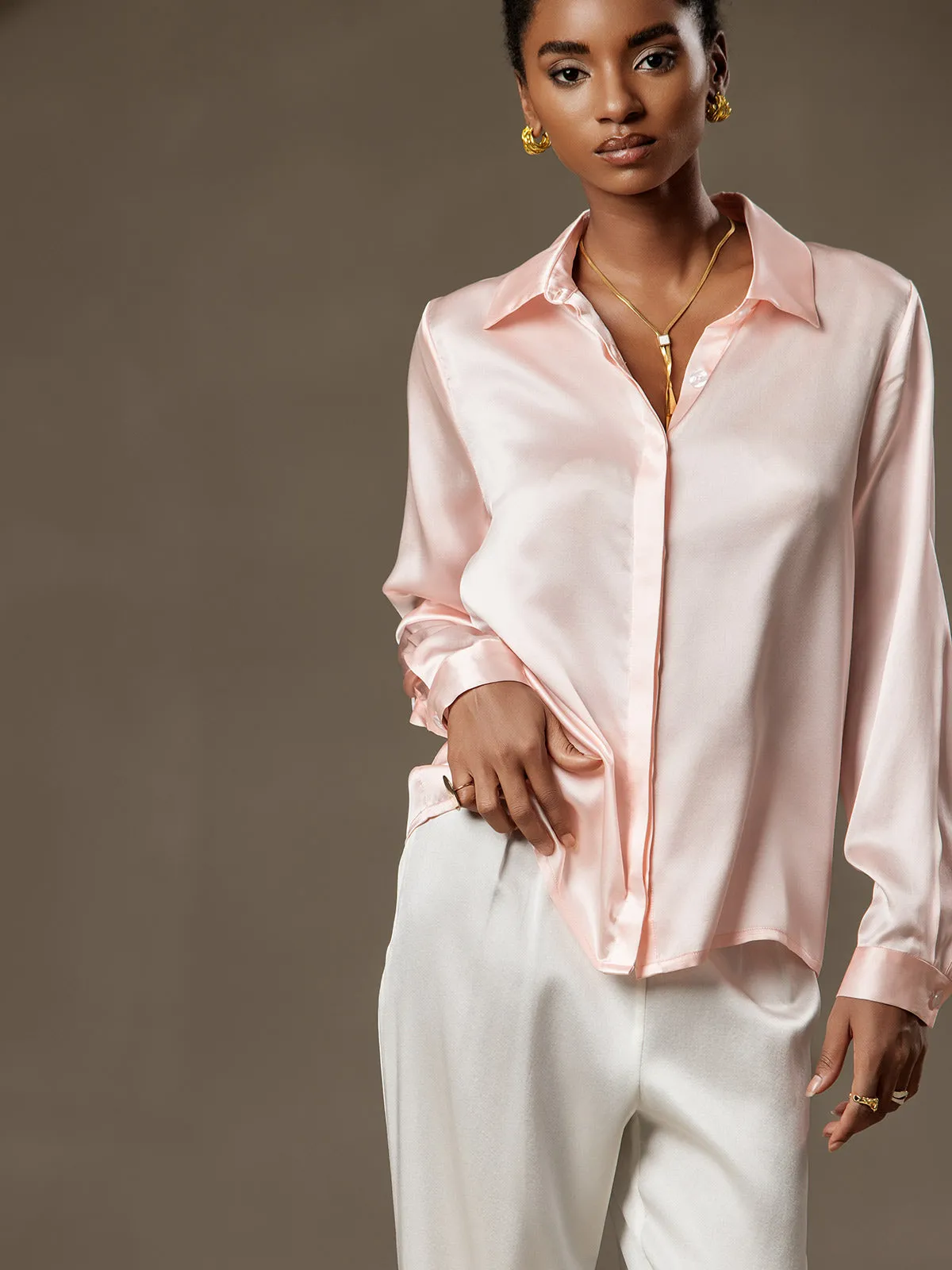 Women's 19 Momme Classic Silk Long-Sleeved Shirt