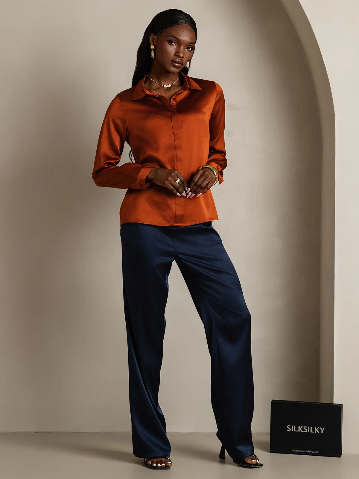 Women's 19 Momme Classic Silk Long-Sleeved Shirt