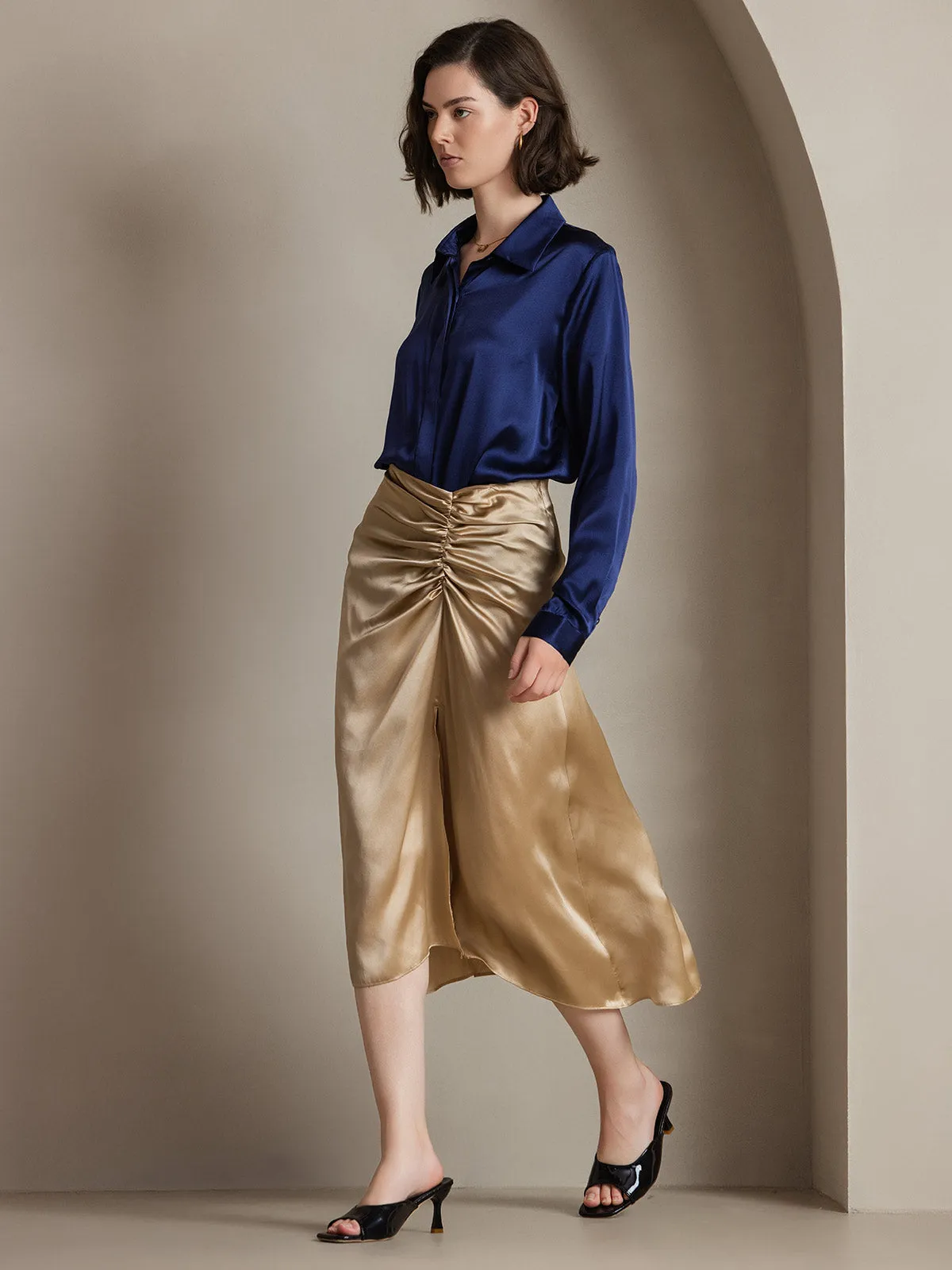 Women's 19 Momme Classic Silk Long-Sleeved Shirt