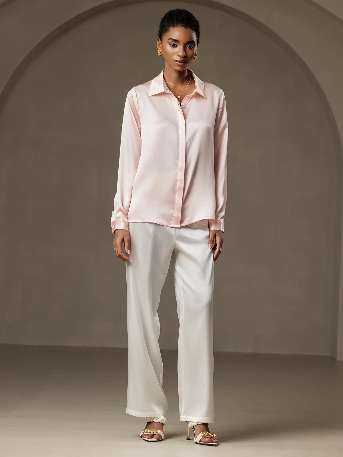 Women's 19 Momme Classic Silk Long-Sleeved Shirt
