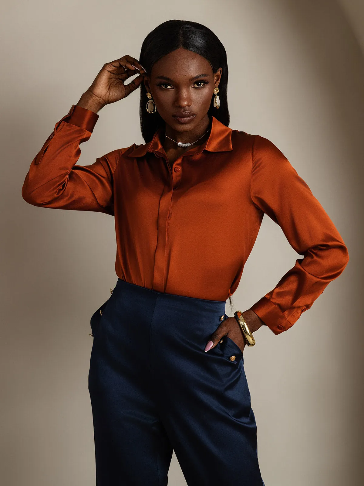 Women's 19 Momme Classic Silk Long-Sleeved Shirt