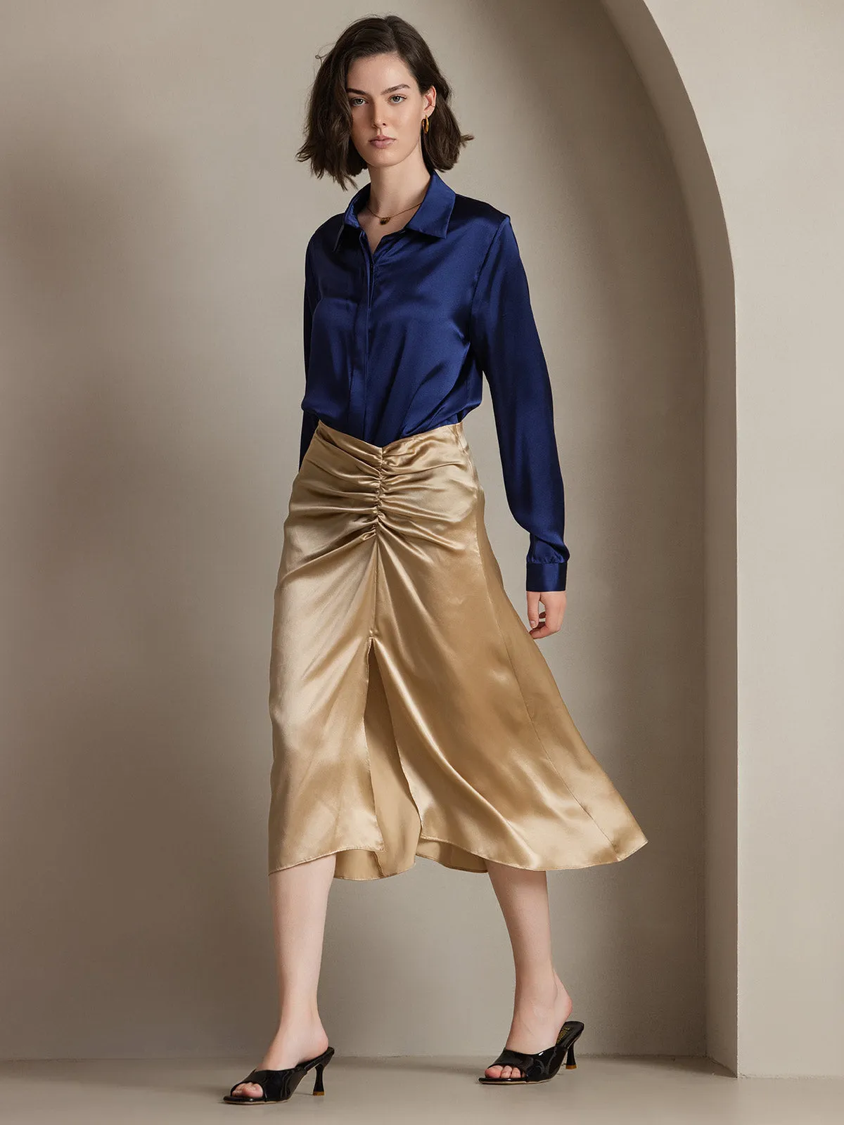 Women's 19 Momme Classic Silk Long-Sleeved Shirt