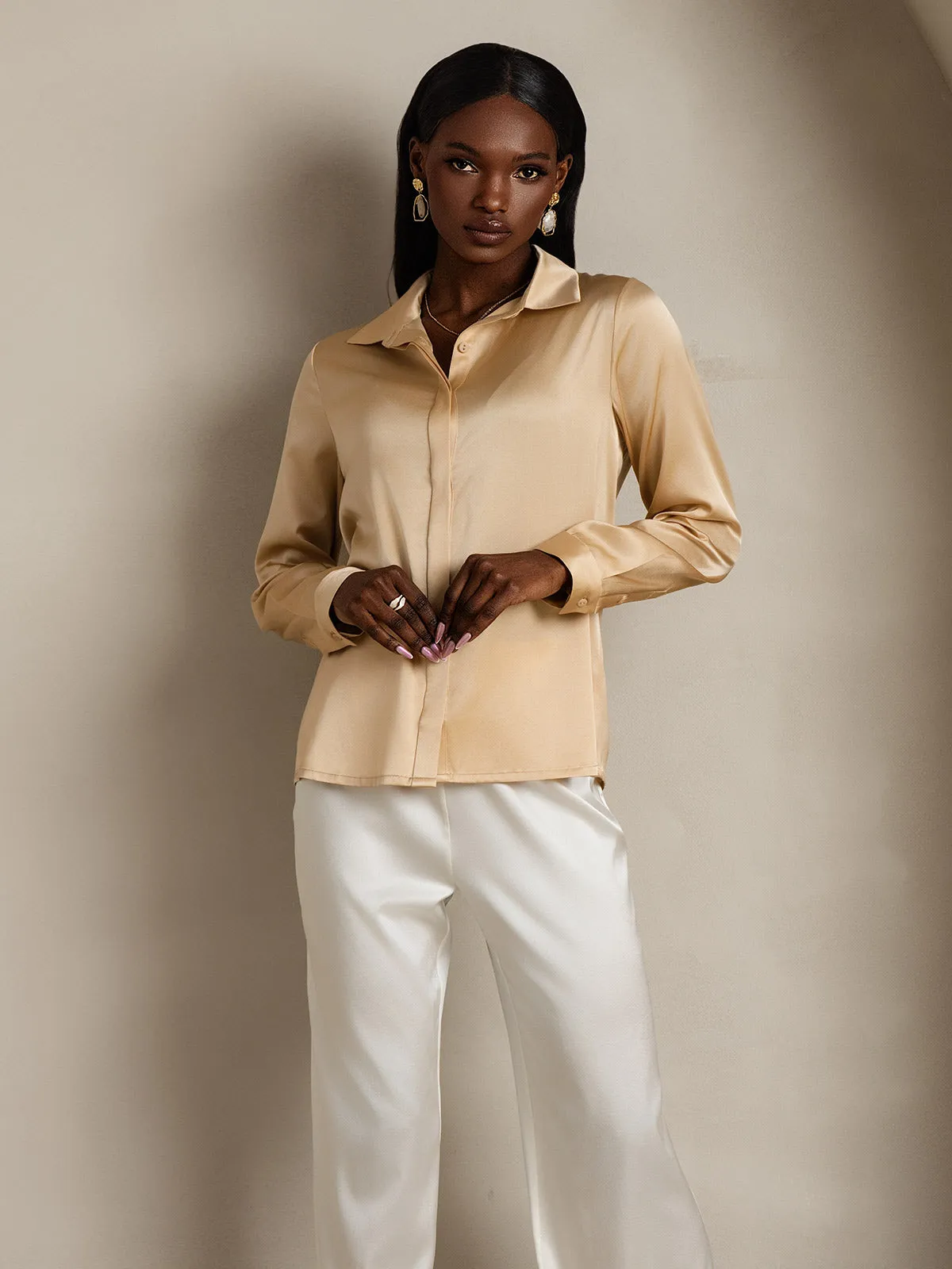 Women's 19 Momme Classic Silk Long-Sleeved Shirt