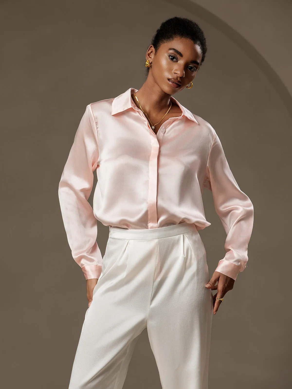 Women's 19 Momme Classic Silk Long-Sleeved Shirt