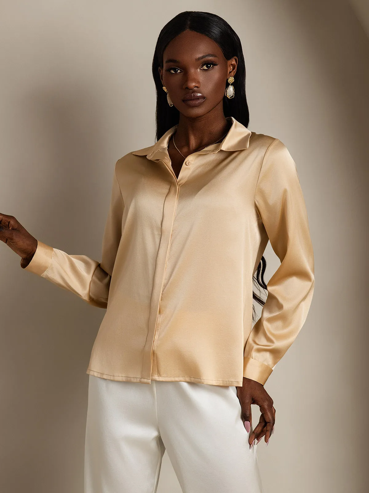 Women's 19 Momme Classic Silk Long-Sleeved Shirt