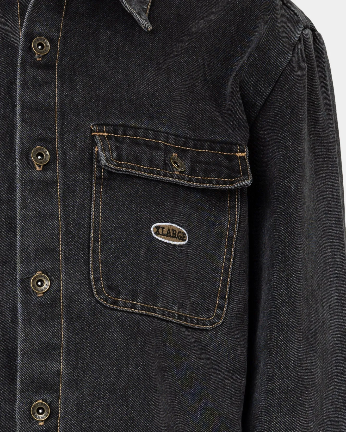 X-Large Denim Long Sleeve Work Shirt Washed Black