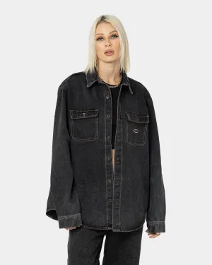 X-Large Denim Long Sleeve Work Shirt Washed Black