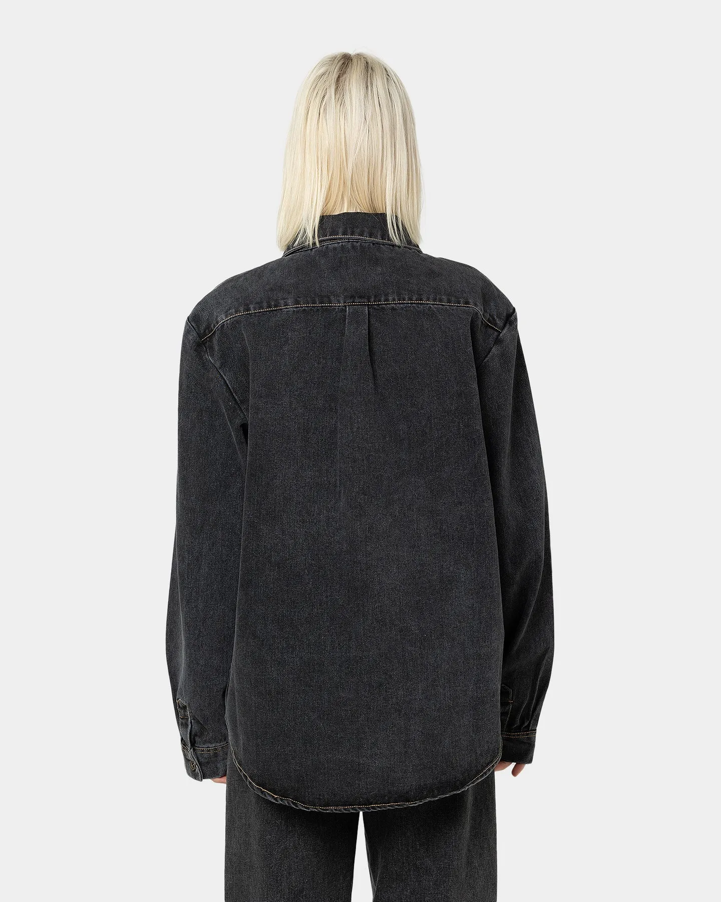 X-Large Denim Long Sleeve Work Shirt Washed Black