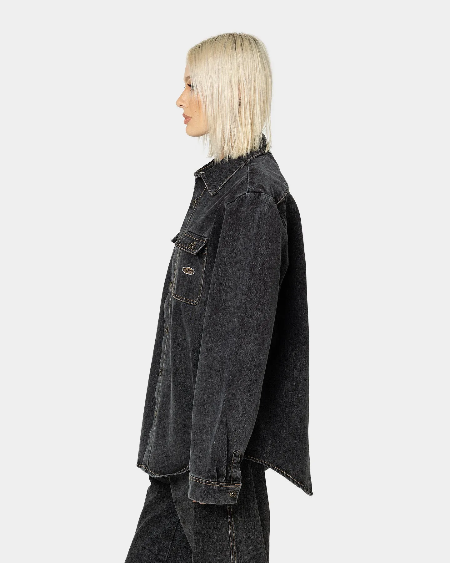 X-Large Denim Long Sleeve Work Shirt Washed Black