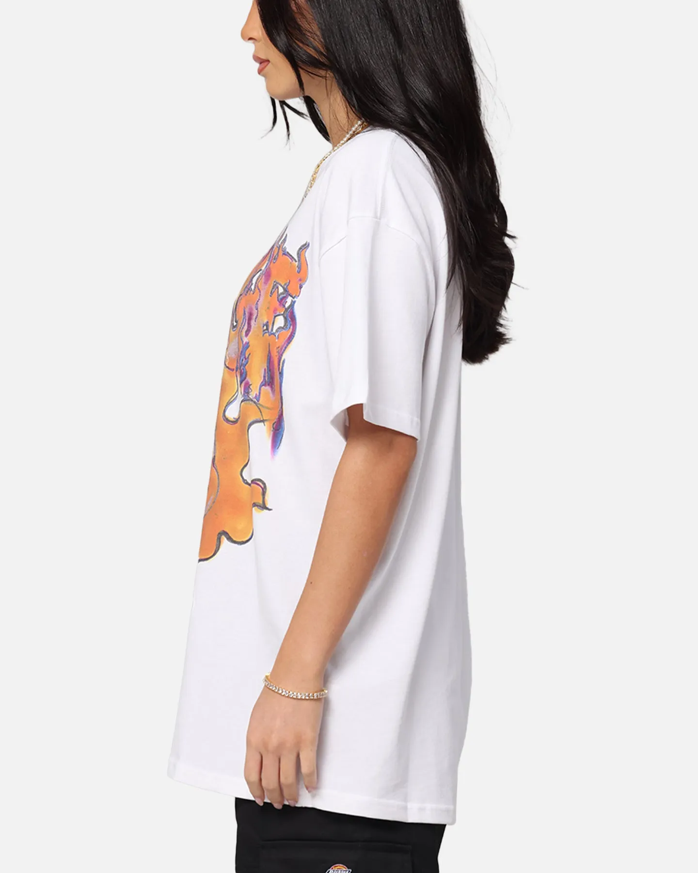 X-Large XL Burning T-Shirt Solid White