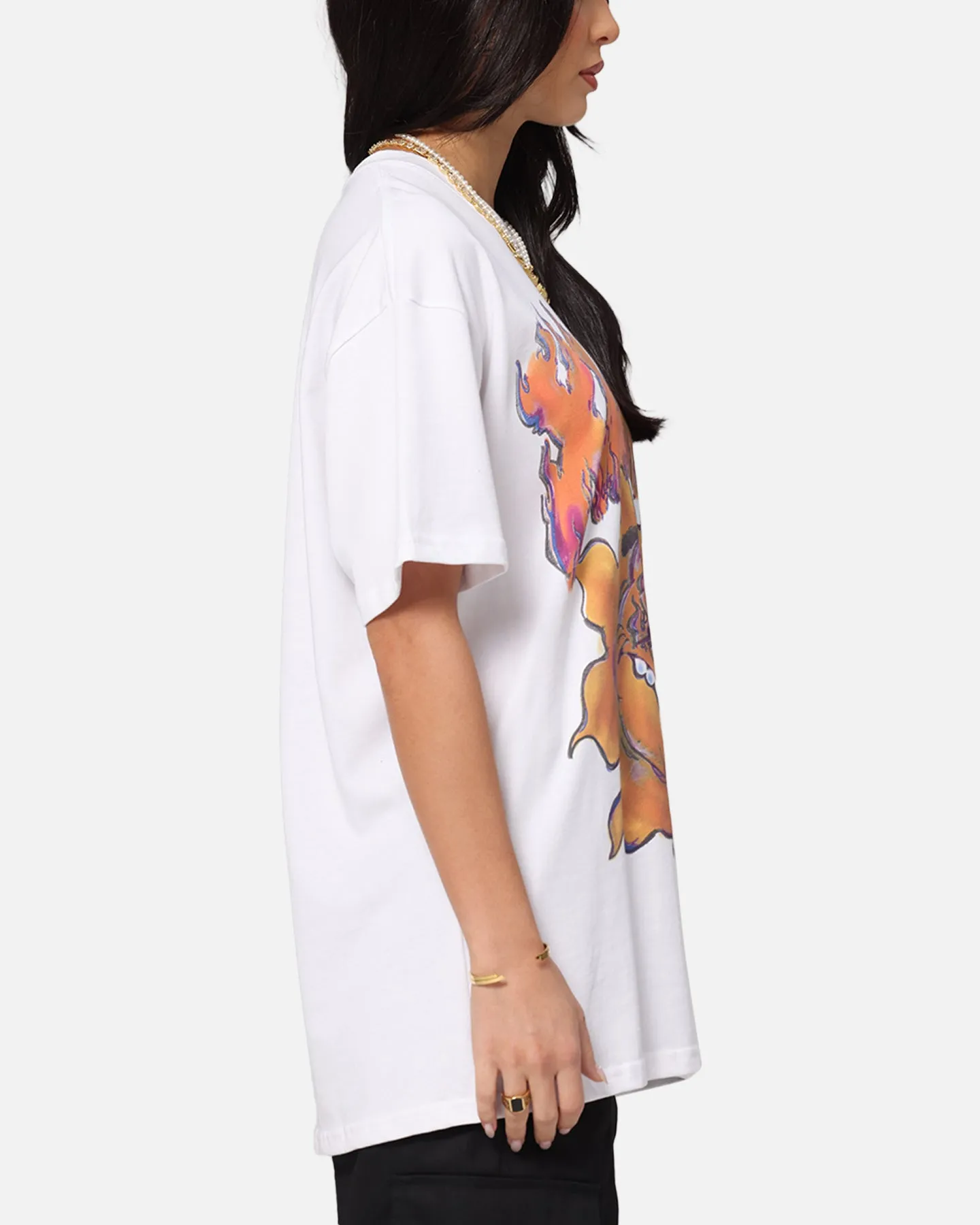 X-Large XL Burning T-Shirt Solid White