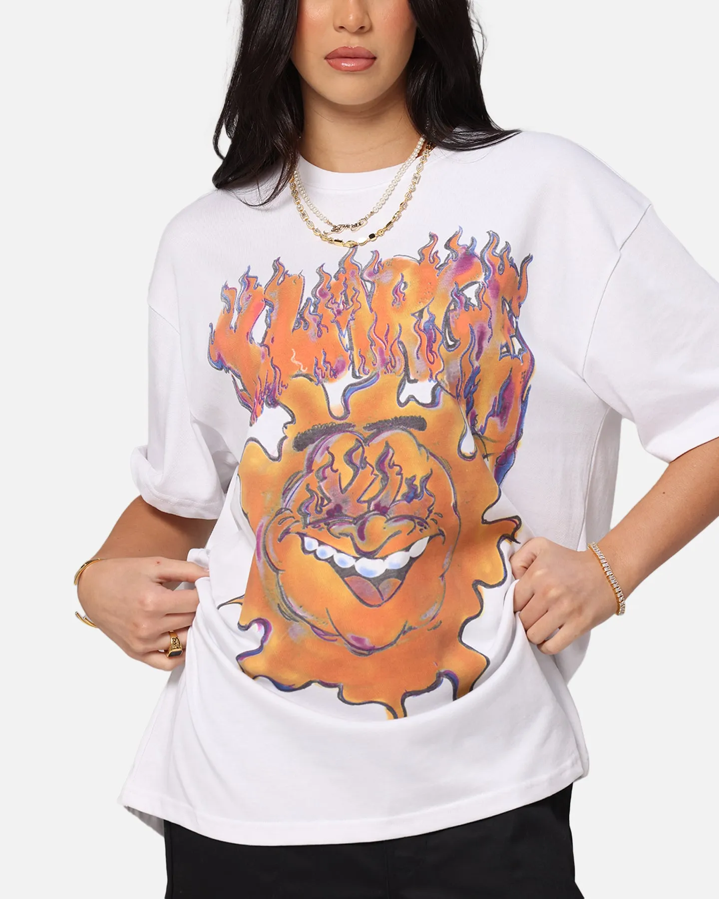 X-Large XL Burning T-Shirt Solid White