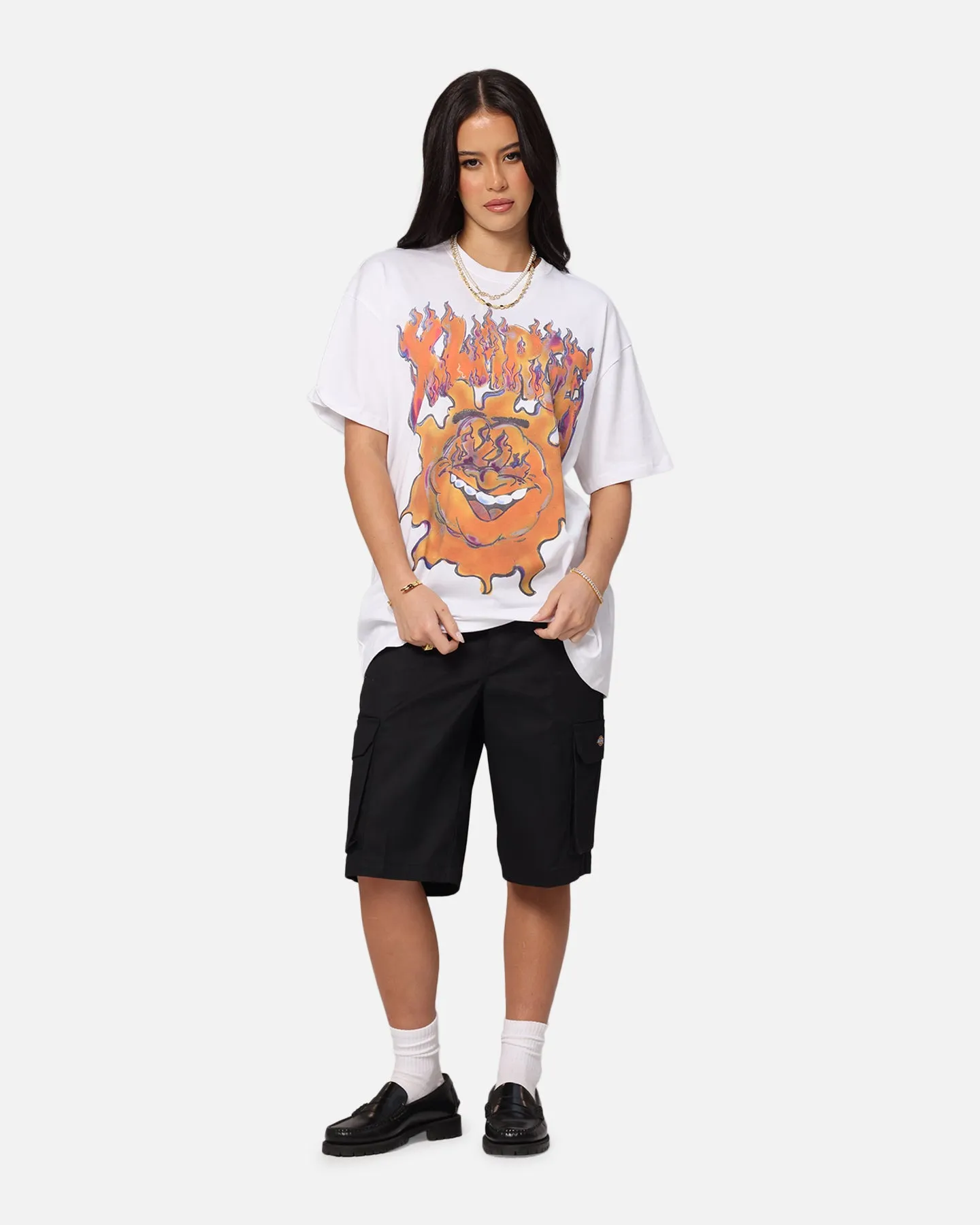 X-Large XL Burning T-Shirt Solid White