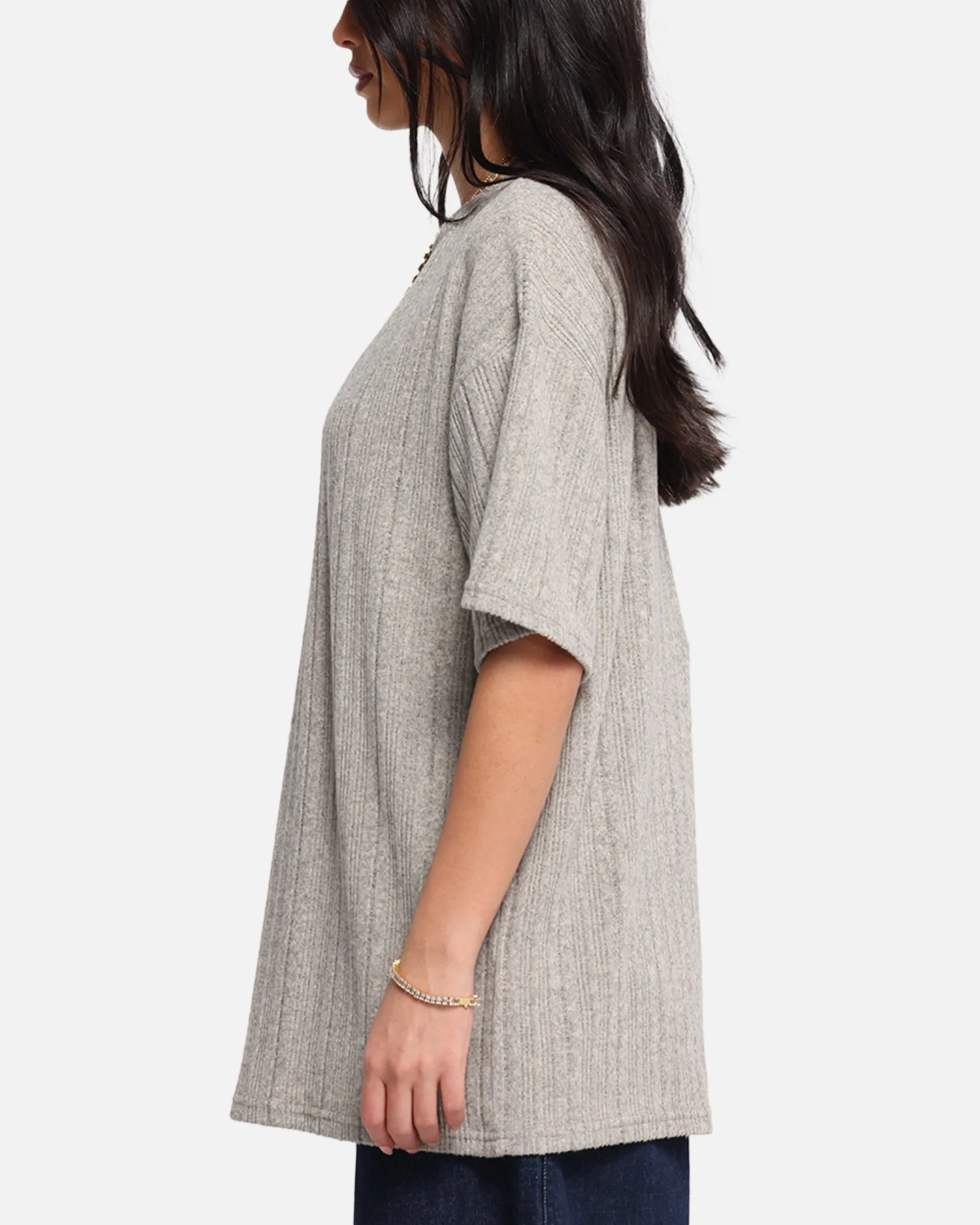 XXIII Rib Knit T-Shirt Grey Marle