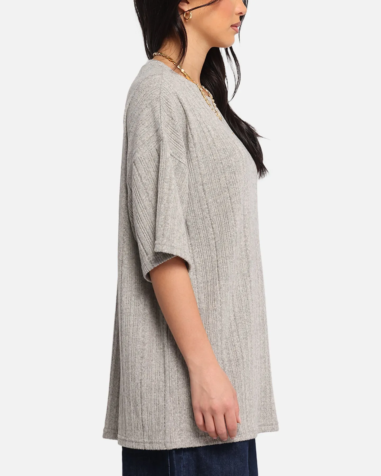 XXIII Rib Knit T-Shirt Grey Marle