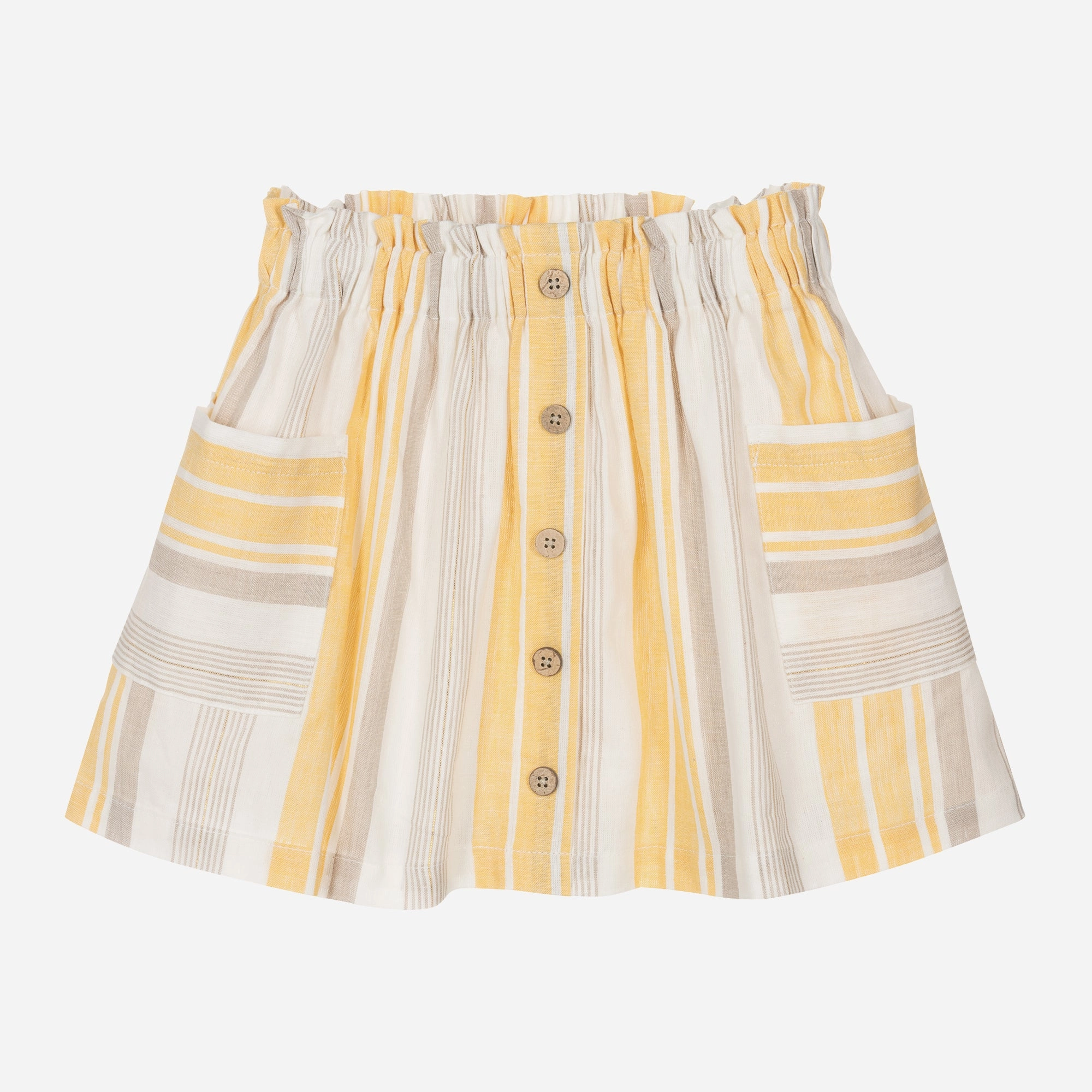 Yellow Striped Pleated Skirt