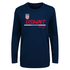 Youth Outerstuff US WNT Engage Poly Navy Long Sleeve Tee