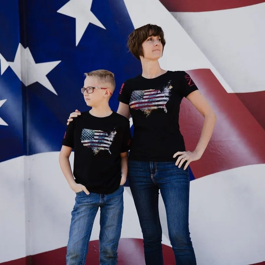 Youth Red Blood Nation T-Shirt - Black