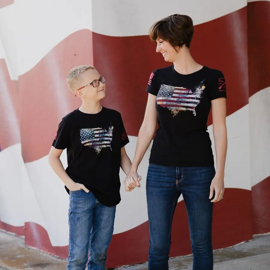Youth Red Blood Nation T-Shirt - Black